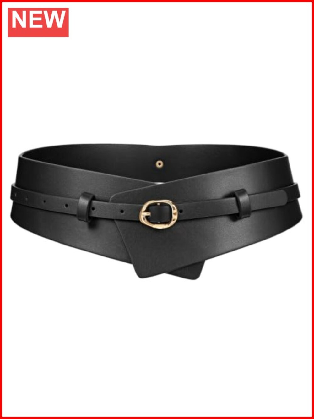 Wide Leather Belt 2-in-1 Detachable Waist Belt Gold Buckle